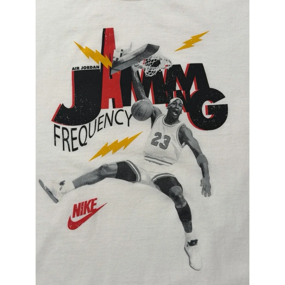 Jordan Jamming Tee White HJ2929-100 Mens L Pre-Owned